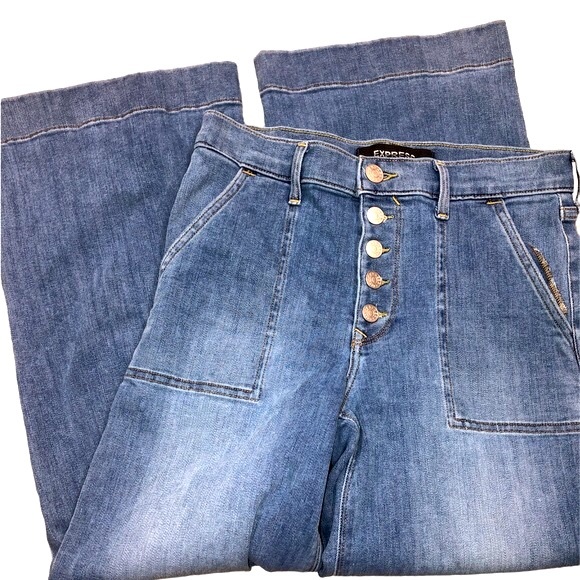 Express Jeans Express Wide Leg Jeans Exposed Button Fly 7s Style